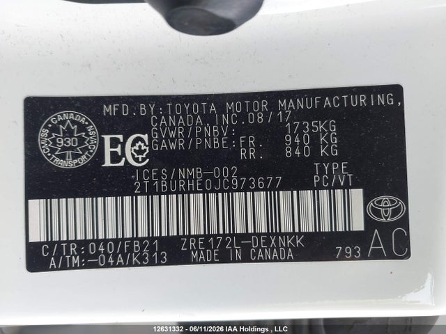 Toyota Corolla 2018 2T1BURHE0JC973677 Image 20