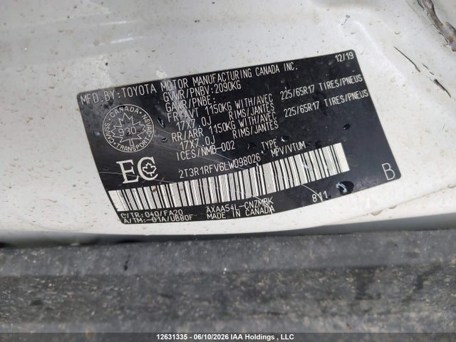 2T3R1RFV6LW098026 Toyota Rav4 Xle/xle Premium