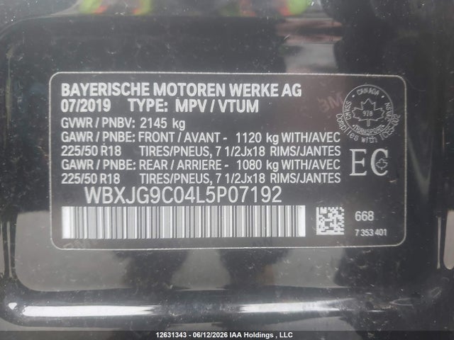 WBXJG9C04L5P07192 BMW X1 Xdrive28i