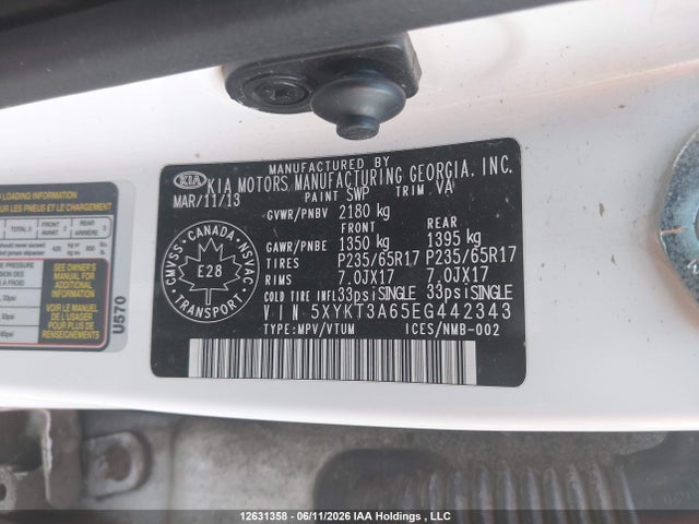KIA SORENTO LX 2014 5XYKT3A65EG442343 Image 9