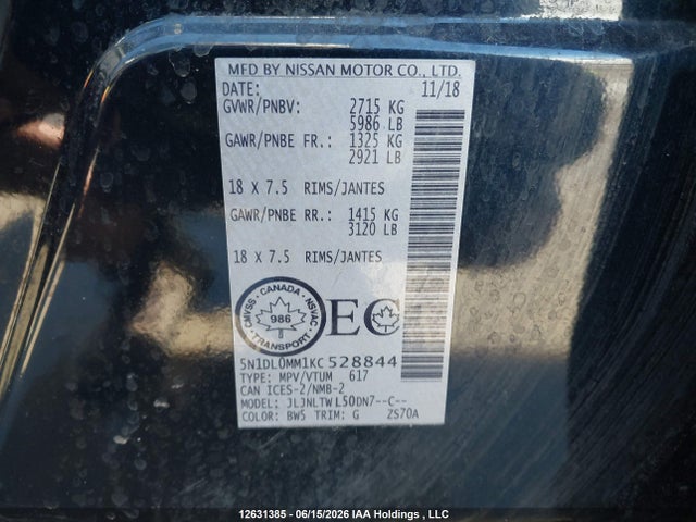 Продажа на аукционе авто 2019 Infiniti Qx60 Luxe/pure, vin: 5N1DL0MM1KC528844, номер лота: 12631385