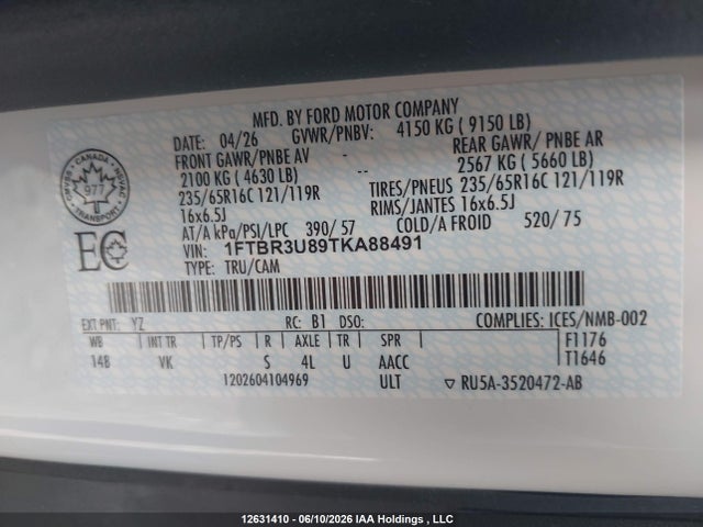 Ford Transit T-250 2026 1FTBR3U89TKA88491 Image 9