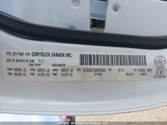 Aukcja sprzedaży 2011 Chrysler 300c, vin: 2C3CA6CT2BH572922, numer aukcji: 12631419