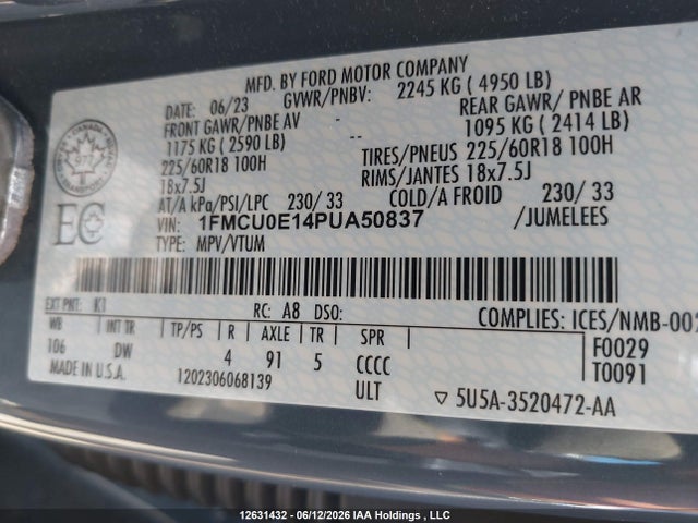 Ford Escape 2023 1FMCU0E14PUA50837 Image 9