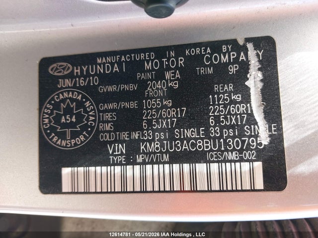 Aukcja sprzedaży 2011 Hyundai Tucson Gls, vin: KM8JU3AC8BU130795, numer aukcji: 12614781