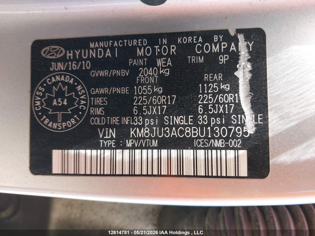 Aukcja sprzedaży 2011 Hyundai Tucson Gls, vin: KM8JU3AC8BU130795, numer aukcji: 12614781