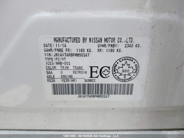JN1AV7AR8FM850247 Infiniti Q50 Hybrid Premium/sport