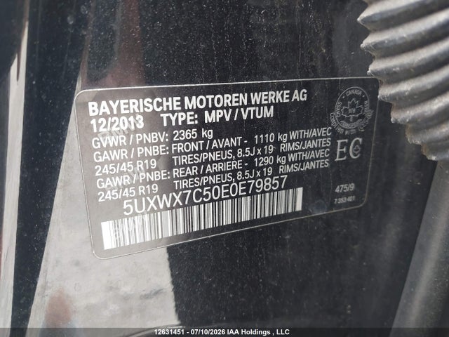 5UXWX7C50E0E79857 BMW X3 Xdrive35i