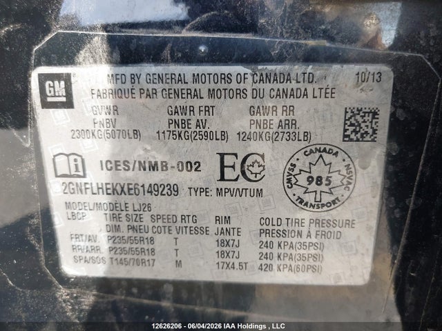 2GNFLHEKXE6149239 Chevrolet Equinox Ltz