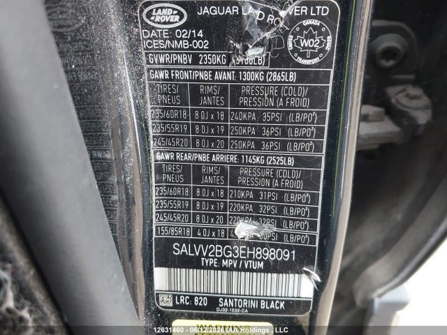SALVV2BG3EH898091 Land Rover Range Rover Evoque Prestige Premium