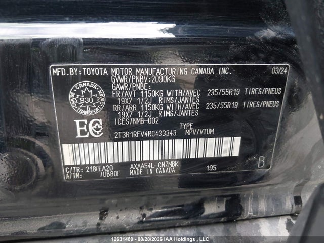 2T3R1RFV4RC433343 Toyota Rav4 Xle/xle Premium