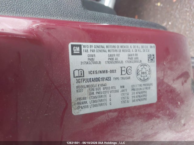 Продажа на аукционе авто 2013 Gmc Sierra 1500, vin: 3GTP2UEA8DG181433, номер лота: 12631501