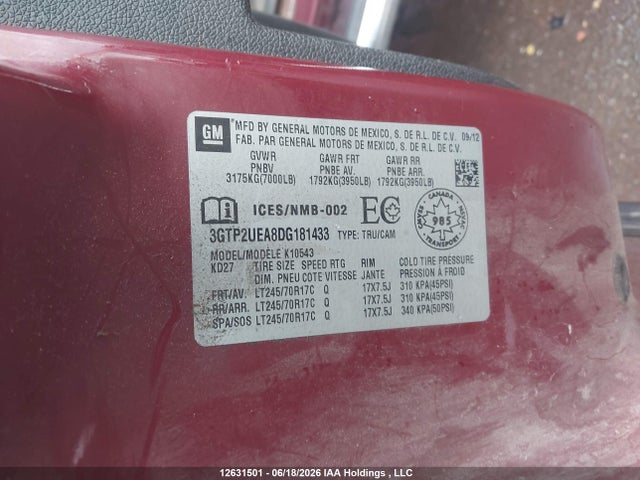 Продажа на аукционе авто 2013 Gmc Sierra 1500, vin: 3GTP2UEA8DG181433, номер лота: 12631501