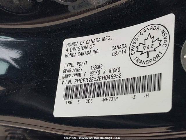 Honda Civic Lx 2014 2HGFB2E52EH045952 Image 9