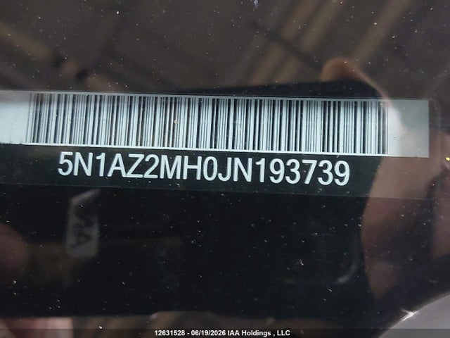 Aukcja sprzedaży 2018 Nissan Murano Midnight Edition/platinum/sl/sv, vin: 5N1AZ2MH0JN193739, numer aukcji: 12631528