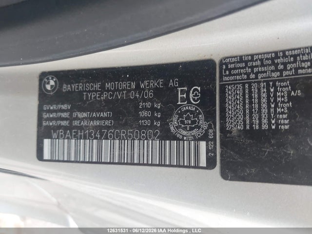 Auction sale of the 2006 Bmw 650 I, vin: WBAEH13476CR50802, lot number: 12631531