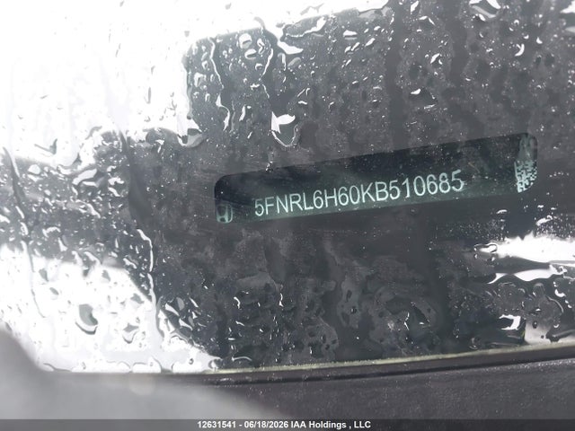 12631541 :رقم المزاد ، 5FNRL6H60KB510685 vin ، 2019 Honda Odyssey Ex-l مزاد بيع