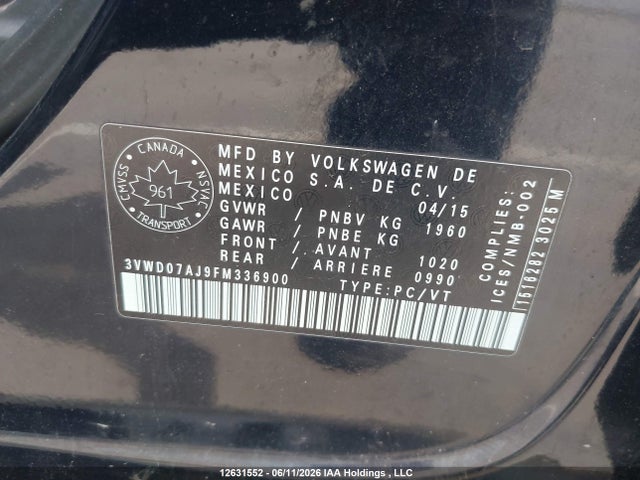 Volkswagen Jetta 2015 3VWD07AJ9FM336900 Image 9