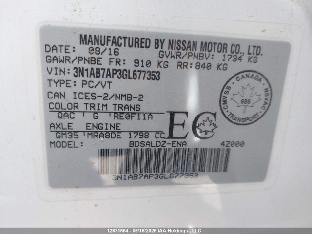 Nissan Sentra 2016 3N1AB7AP3GL677353 Image 18