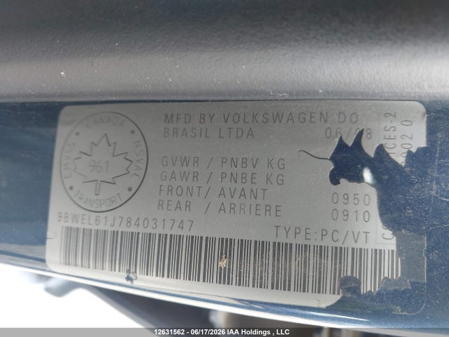 12631562 :رقم المزاد ، 9BWEL61J784031747 vin ، 2008 Volkswagen City Golf مزاد بيع