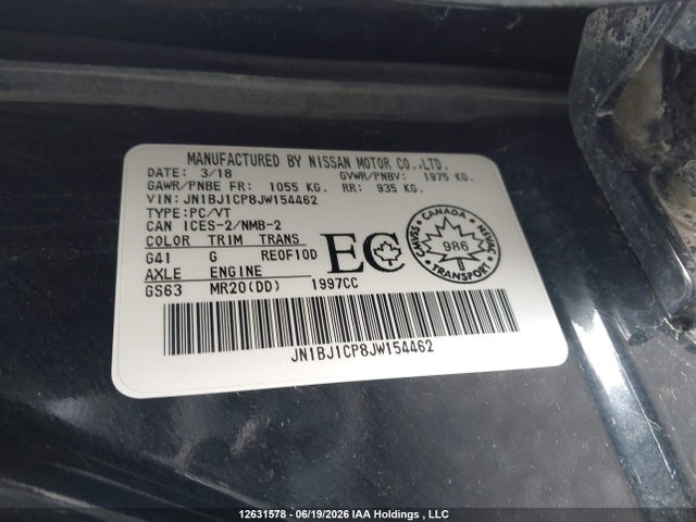 Продаж на аукціоні авто 2018 Nissan Qashqai  S 4dr2wd, vin: JN1BJ1CP8JW154462, номер лоту: 12631578