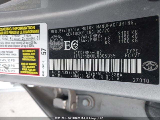 4T1J11BK0LU005035 Toyota CAMRY SE