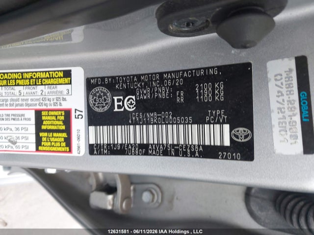 4T1J11BK0LU005035 Toyota CAMRY SE