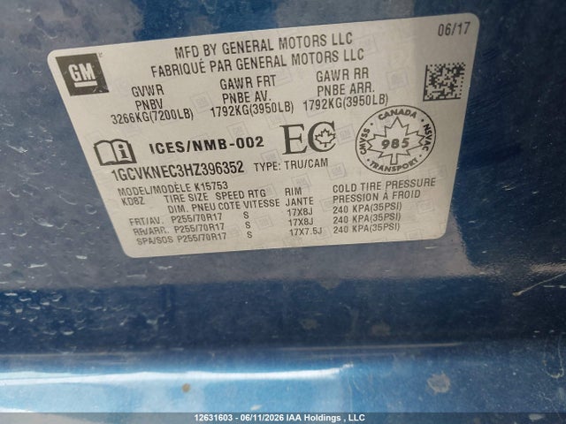 2017 Chevrolet Silverado 1500 Work Truck მანქანა იყიდება აუქციონზე, vin: 1GCVKNEC3HZ396352, აუქციონის ნომერი: 12631603