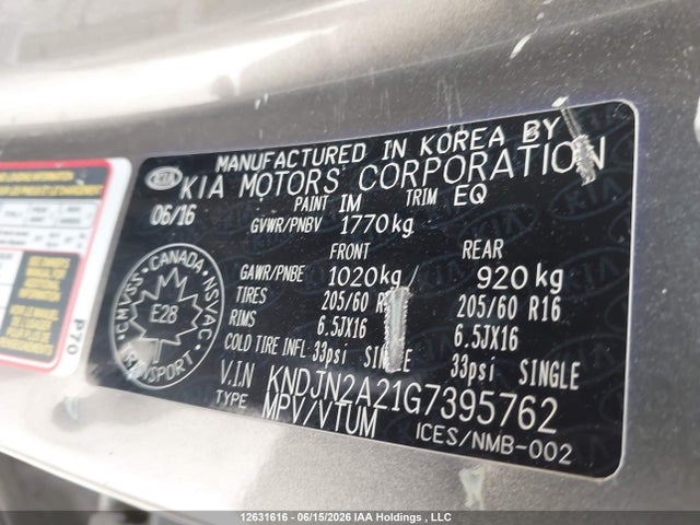 Продажа на аукционе авто 2016 Kia Soul Lx/lx+, vin: KNDJN2A21G7395762, номер лота: 12631616