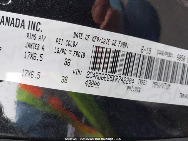 Dodge Grand Caravan Gt 2019 2C4RDGEG5KR742204 Image 9