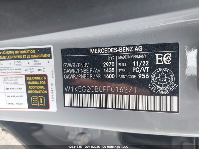 Aukcja sprzedaży 2023 Mercedes-benz Eqe 500 4matic, vin: W1KEG2CB0PF016271, numer aukcji: 12631635