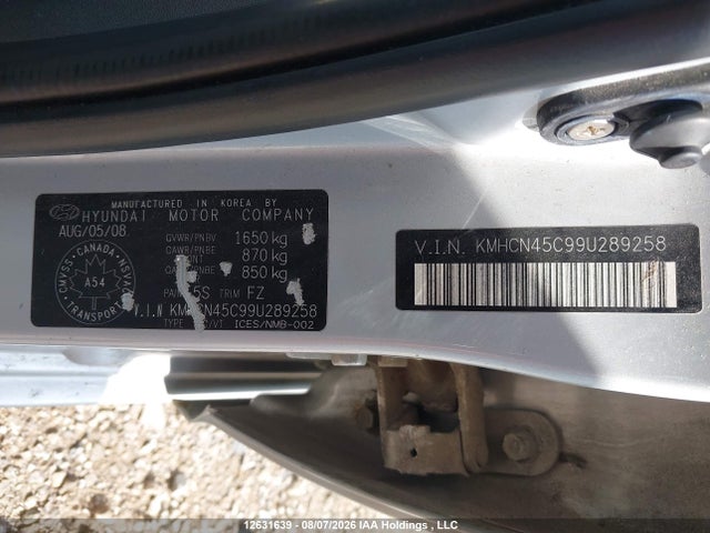 12631639 :رقم المزاد ، KMHCN45C99U289258 vin ، 2009 Hyundai Accent Gls مزاد بيع