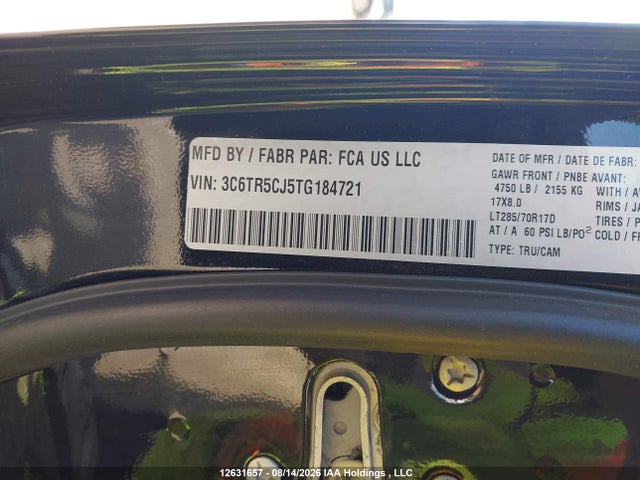 12631657 :رقم المزاد ، 3C6TR5CJ5TG184721 vin ، 2026 Ram 2500 Tradesman مزاد بيع