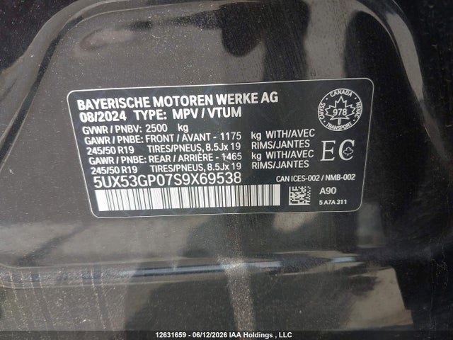 Продаж на аукціоні авто 2025 Bmw X3 30 Xdrive, vin: 5UX53GP07S9X69538, номер лоту: 12631659