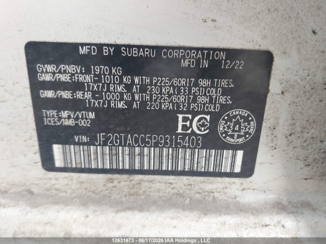 Subaru Crosstrek Touring 2023 JF2GTACC5P9315403 Image 19