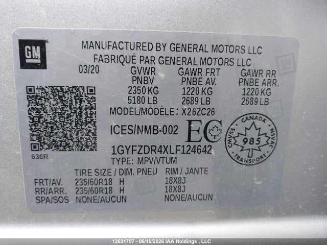 1GYFZDR4XLF124642 Cadillac Xt4 Premium Luxury