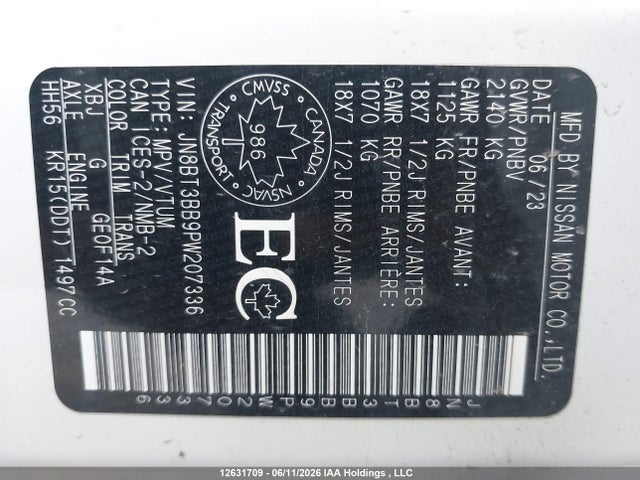 Auction sale of the 2023 Nissan Rogue Sv Midnight Edition/sv Moonroof, vin: JN8BT3BB9PW207336, lot number: 12631709