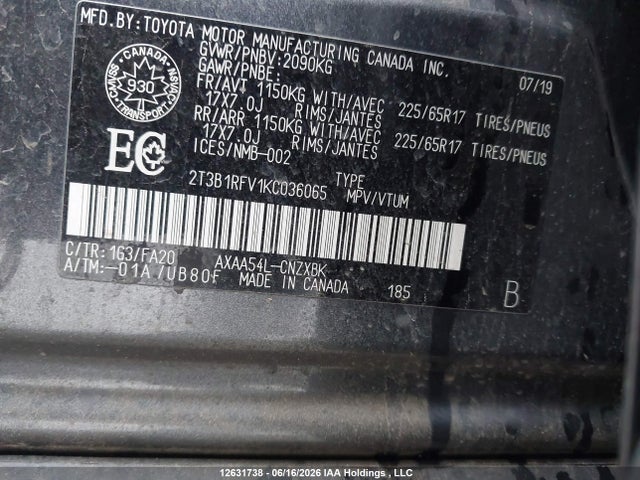 Toyota RAV4 2019 2T3B1RFV1KC036065 Image 19