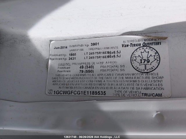 1GCWGFCG1E1189535 Chevrolet Express G2500