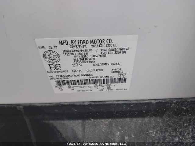 Ford Explorer 2018 1FM5K8GT8JGB95803 Image 9