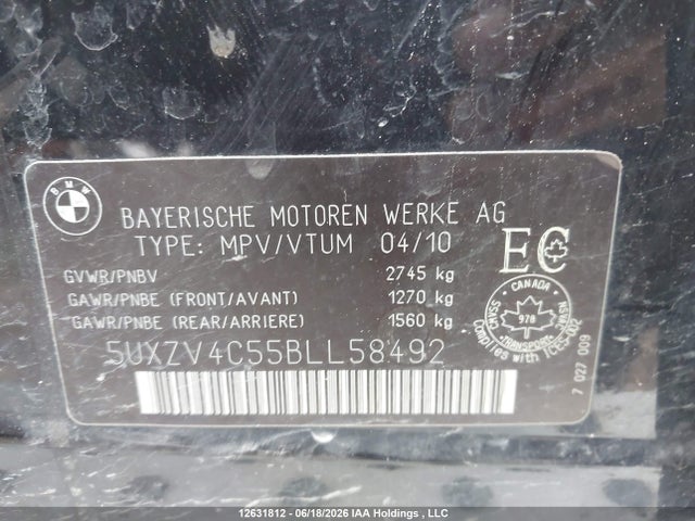 Aukcja sprzedaży 2011 Bmw X5 Xdrive35i, vin: 5UXZV4C55BLL58492, numer aukcji: 12631812