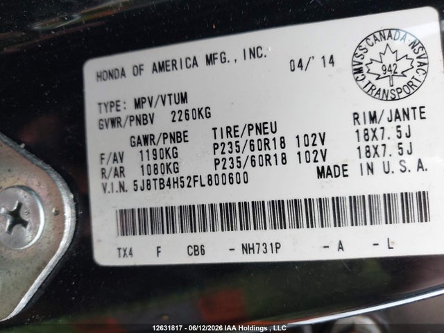 5J8TB4H52FL800600 Acura Rdx Technology