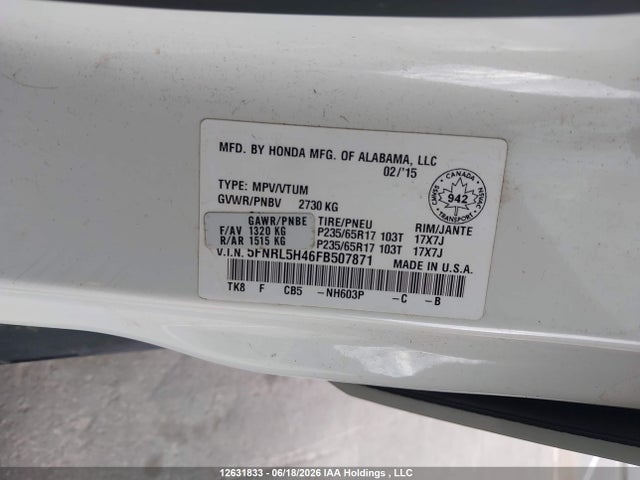 Honda ODYSSEY EX 2015 5FNRL5H46FB507871 Image 9