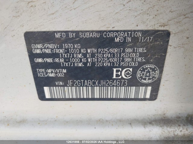 JF2GTABCXJH264673 Subaru Crosstrek Touring