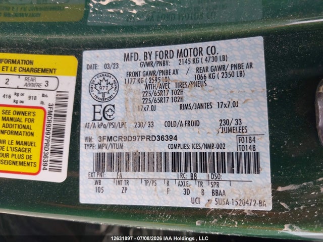 3FMCR9D97PRD36394 Ford Bronco Sport Badlands