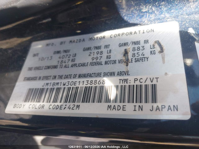 JM1BM1W30E1138868 Mazda MAZDA3