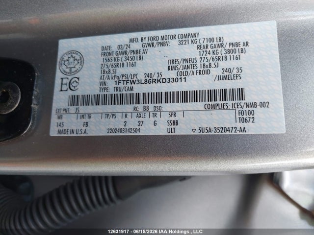 Ford F-150 2024 1FTFW3L86RKD33011 Image 9
