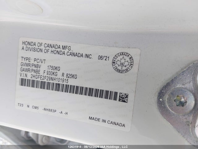 Honda Civic Lx 2022 2HGFE2F29NH101915 Image 19