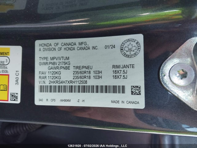 2HKRS4H7XRH112508 Honda CR-V
