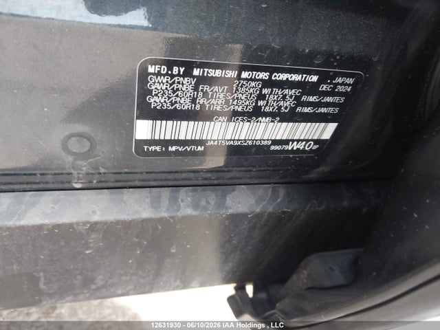 12631930 :رقم المزاد ، JA4T5VA9XSZ610389 vin ، 2025 Mitsubishi Outlander Se مزاد بيع